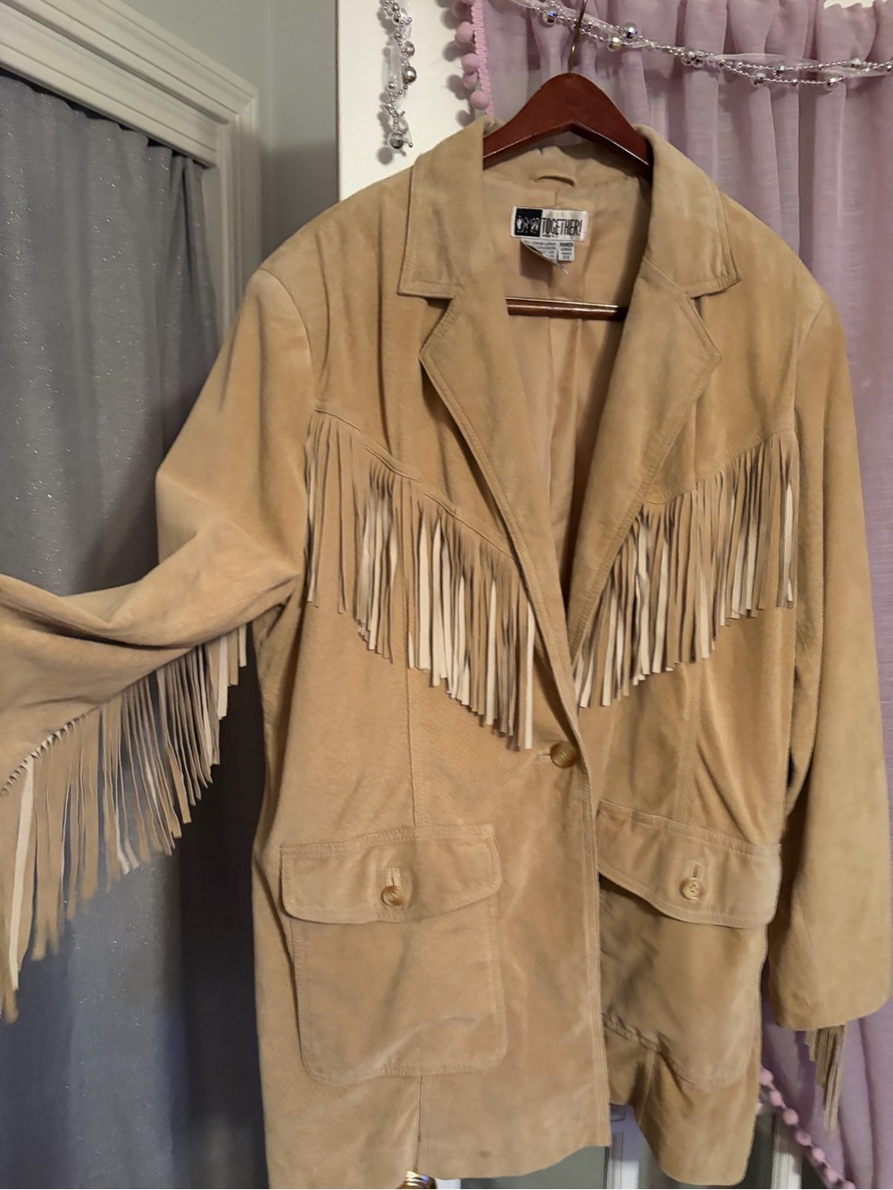 🔥VINTAGE🔥 Together! Tan Suede Fringe Leather Jacket PRISTINE! ❤️🔥